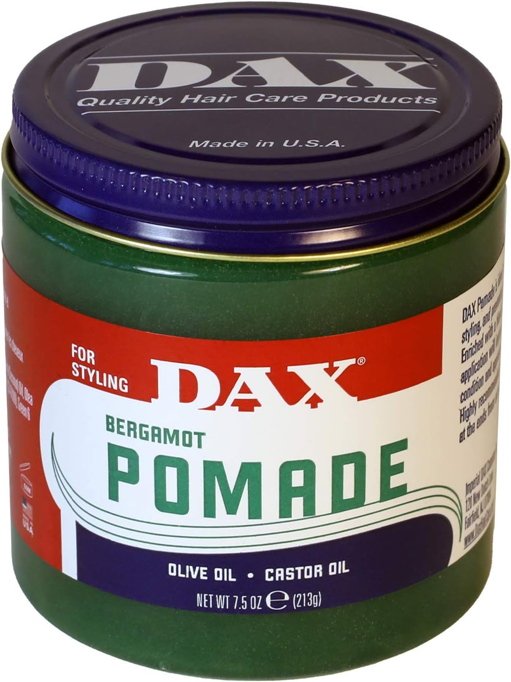 Dax Pomade Now with Lanolin compounded with Vegatable Oils 7.5 oz. Jar