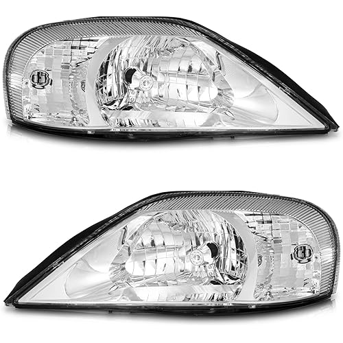 Headlights Compatible with 2000-2006 Mercury Sable, Headlight assembly For 00 2001 2002 2003 2004 2005 06 Sable, Headlamp Replacement with Chrome Housing Driver&Passenger Side