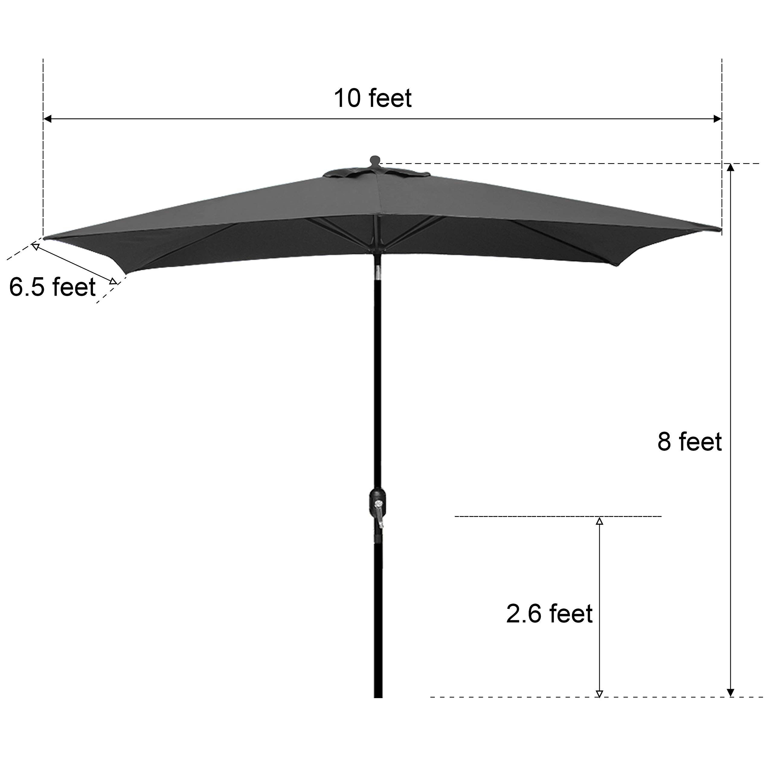 Amazon Com Blissun 10 Rectangular Patio Umbrella Outdoor Market Table Umbrella With Push Button Tilt And Crank Grey Garden Outdoor