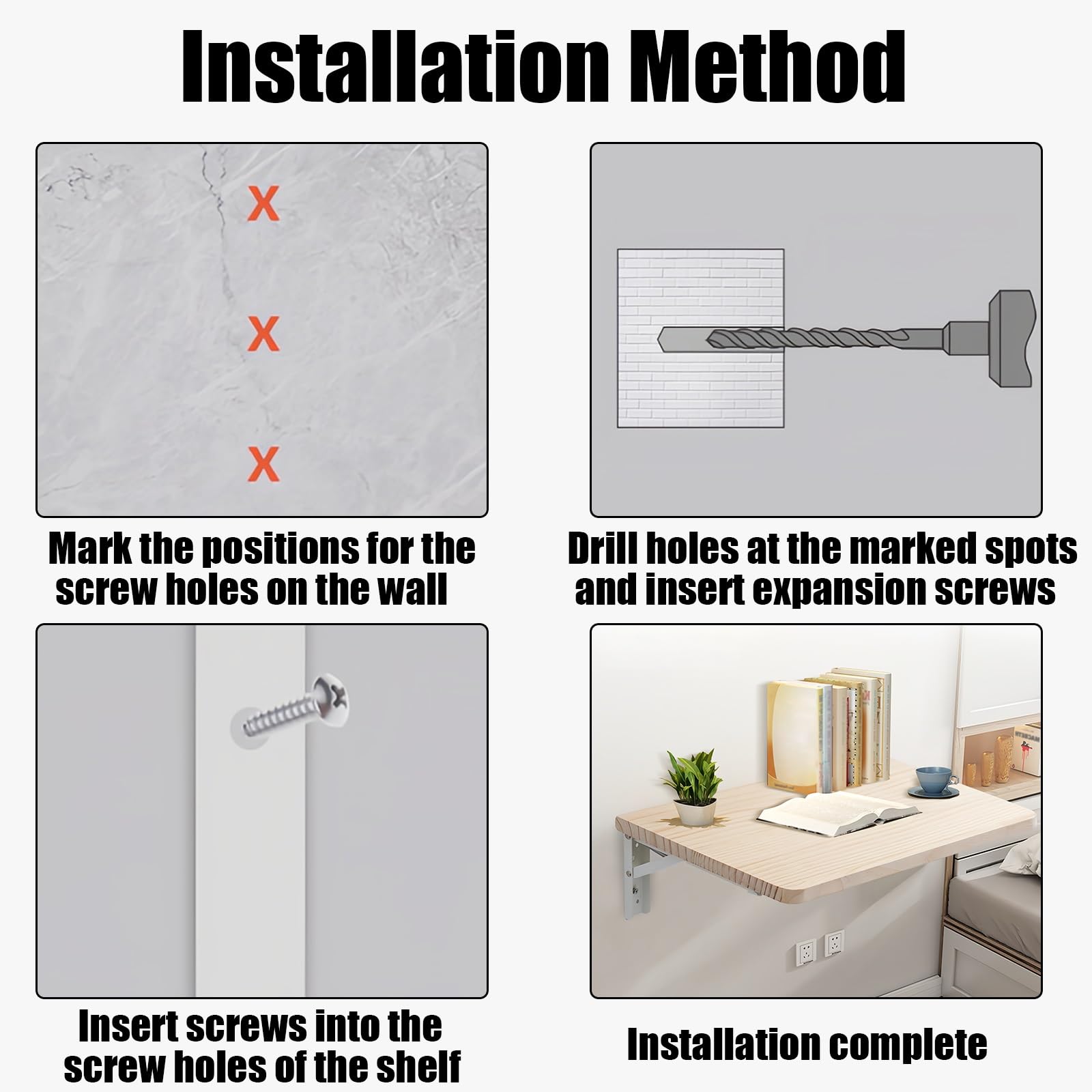 Murphy desk wall mount installation diagram