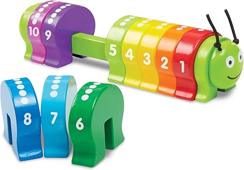 Melissa & Doug Contando oruga - Juguete clásico de madera con 10 segmentos numerados coloridos