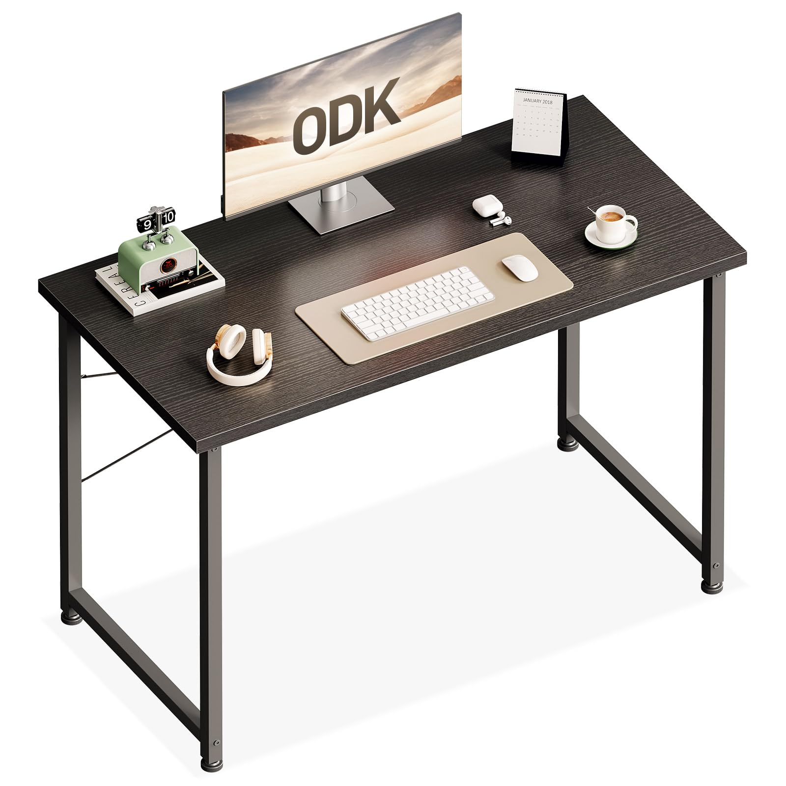 ODK Petit Bureau 100x48 cm, Bureau d'ordinateur Multifonction pour Le télétravail et Les études, Design Simple pour Chambre, Noir