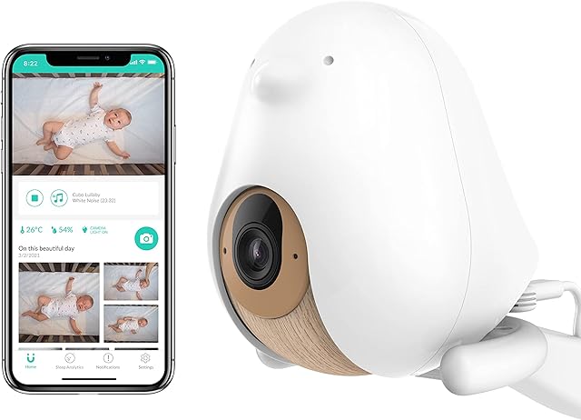 Cubo Ai Plus Smart Baby Monitor: Sleep Safety Alerts for Covered Face, Danger Zone & Sleep Analytics - 1080p HD Night Vision Camera, 2-Way Audio, Cry & Temperature Detection (Incl. 3 Stand Options)