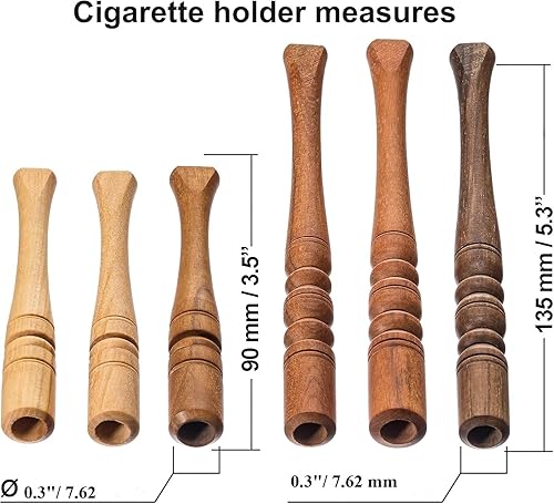 Miniatura 2 de Juego de 6 soportes de cigarrillos regulares de madera hechos a mano