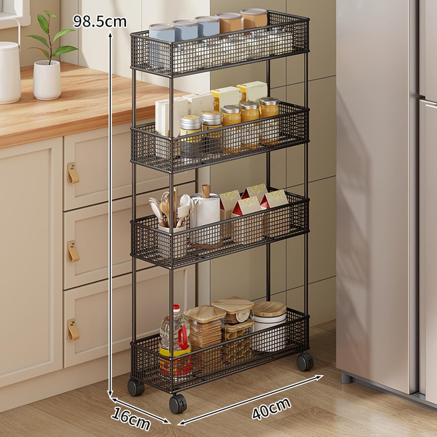 NASFH 収納カート キッチンワゴン キャスター付き 大容量 おしゃれ 収納棚 家庭用 収納ラック 多層 調味料ラック スパイスラ