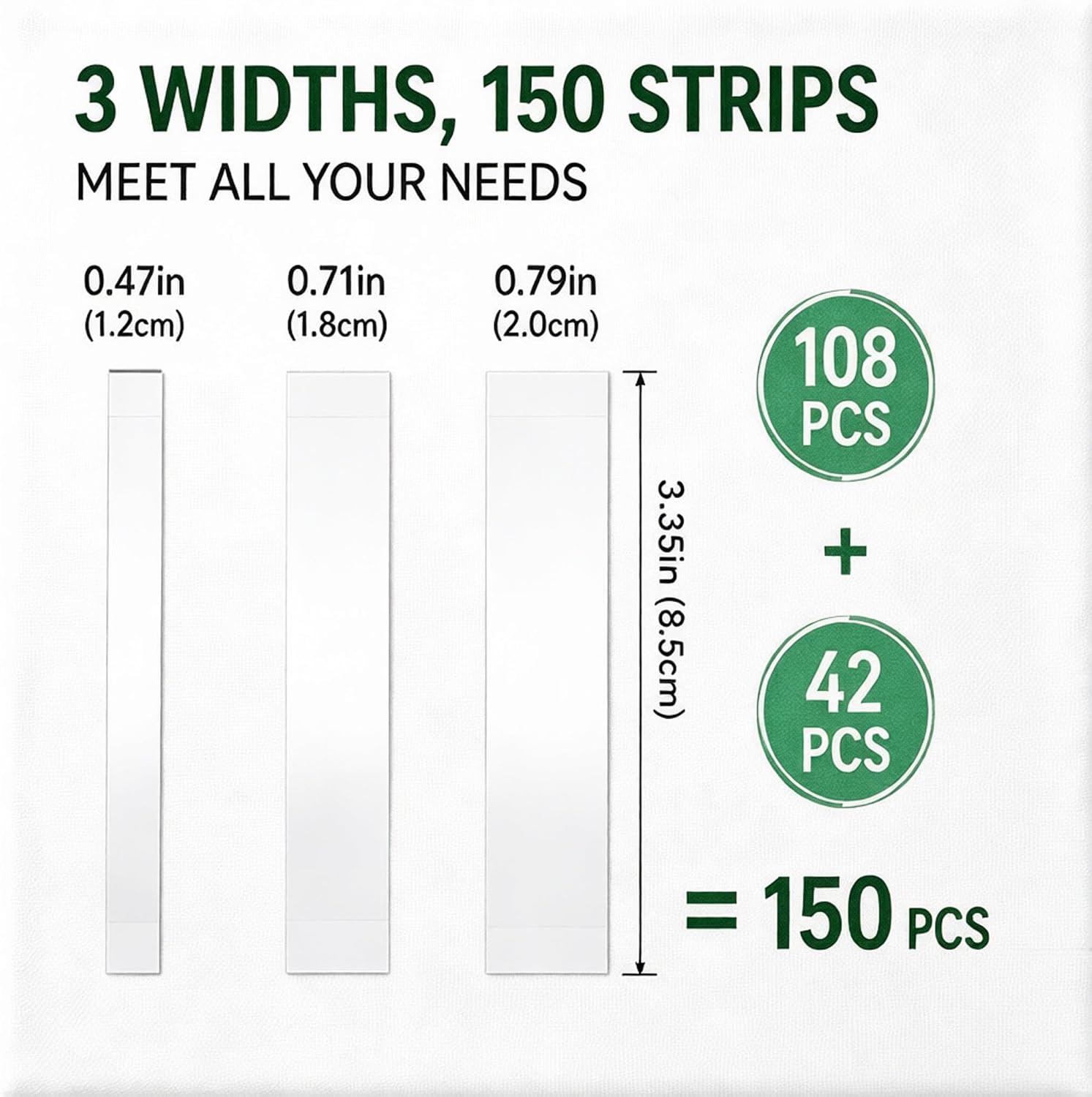 150 Pcs Fashion Tape for Clothing, Invisible Double-Sided Body Tape for Skin, Adhesive Tape for Low-Cut Tops, V-Neck, Strapless Bra, Shirt Collar, Blouse, (0.47/0.71/0.79 inch) with Bonus 42 Pcs
