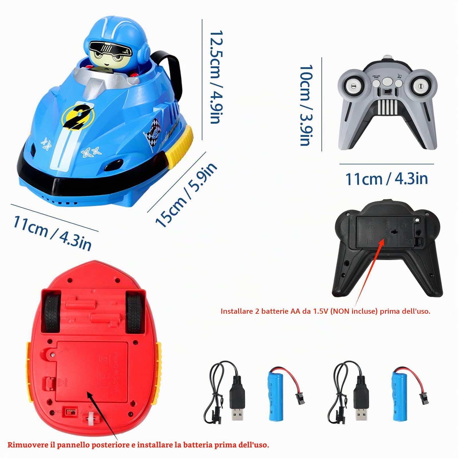 2 Pezzi Autoscontri RC con Robot Éjectable e Luci, Macchina Telecomandata Ricaricabile per Bambini 6-14 Anni, Giocattolo Interattivo per Ragazzi e Ragazze, Set di Bumper Cars Multigiocatore