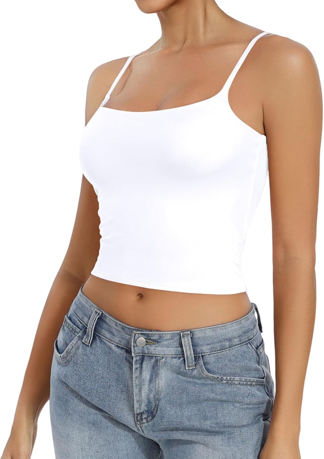 Avidlove Camisole Tank Tops for Women Square Neck Spaghetti Straps Double Lined Y2K Going Out Cami Top - Image 5