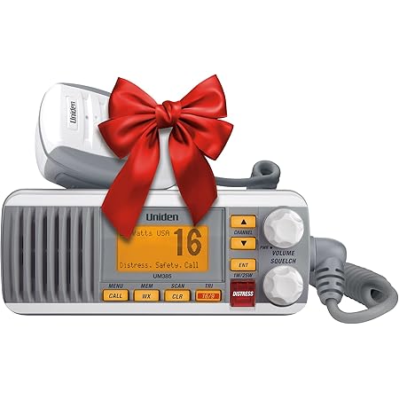 Uniden UM385 25 Watt Fixed Mount Marine Vhf Radio, Waterproof IPX4 with Triple Watch, Dsc, Emergency/Noaa Weather Alert, All Usa/International/Canadian Marine Channels, Memory Channel Scan, White