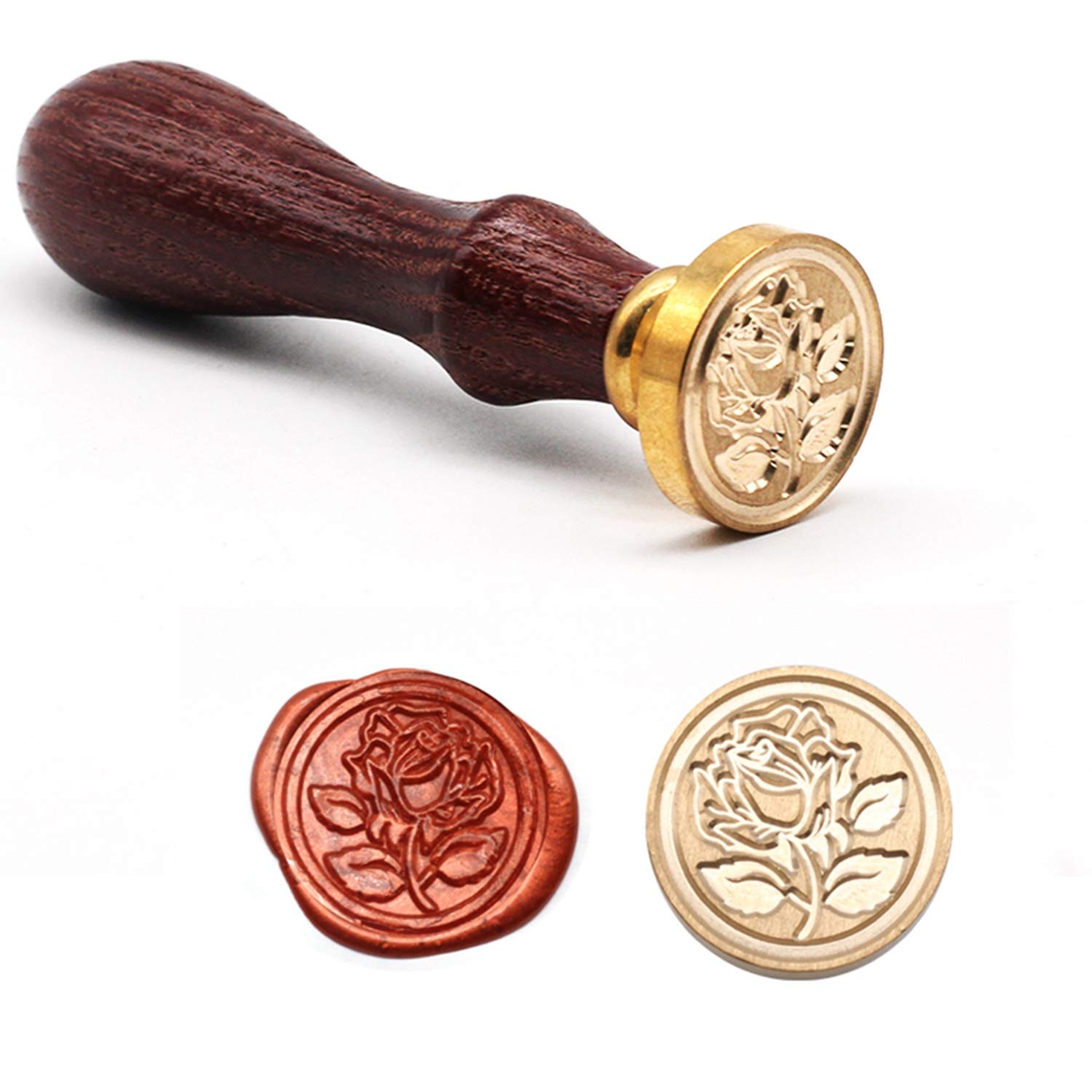 IUURO Wax Seal Stamp Initial Wax Classic Sealing with Wood Handle, Great for Embellishment of Envelopes, Invitations, Greeting Cards,Wedding Invitations etc (Rose)
