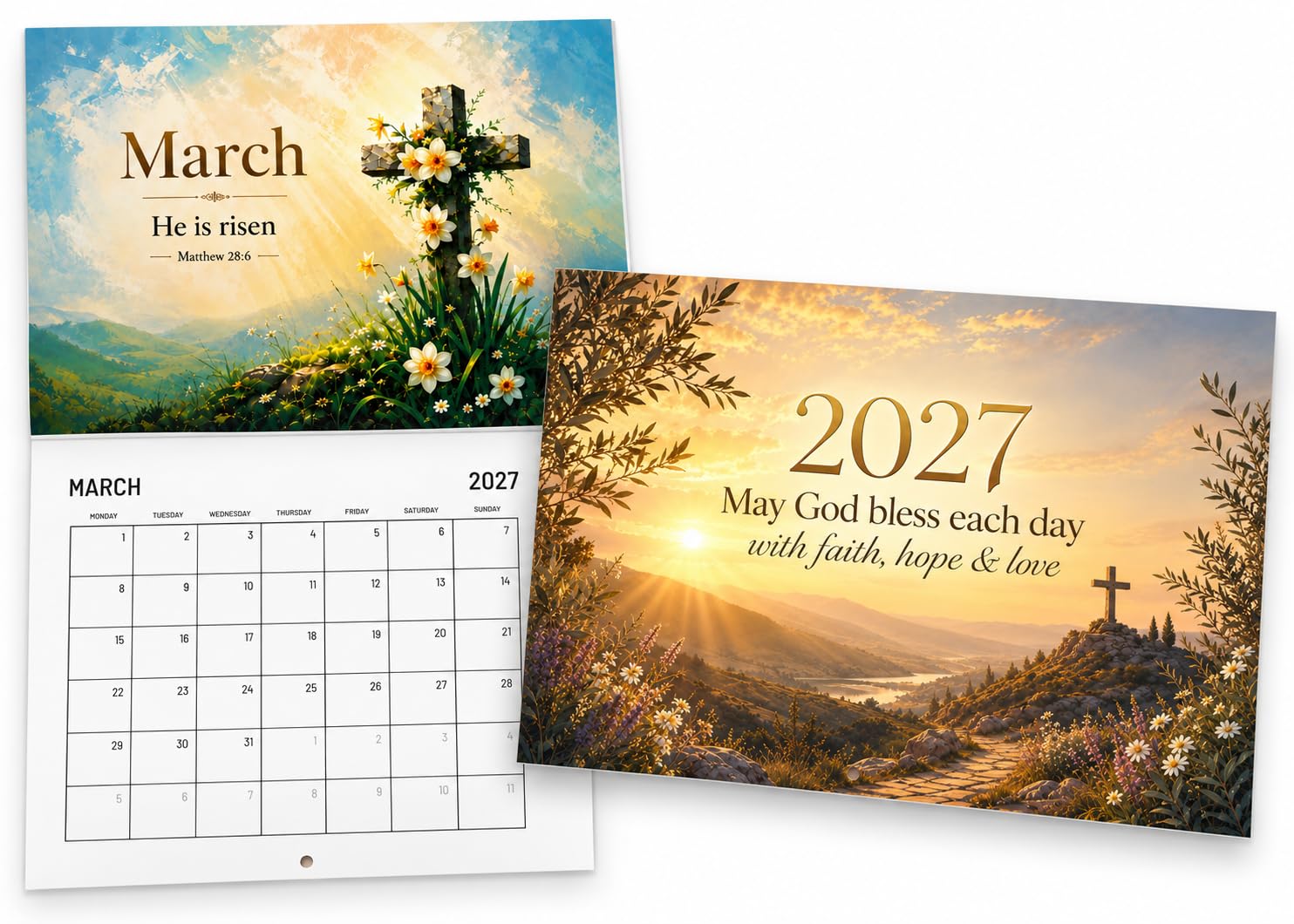 Christian Wall Calendar 2027 - A4 Bible Verse Calendar, Christian Gift
