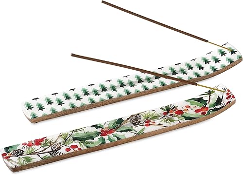 Folkulture Juego de 2 soportes de incienso o quemador de incienso, soporte moderno de 10 pulgadas para palos, atrapa cenizas de madera para