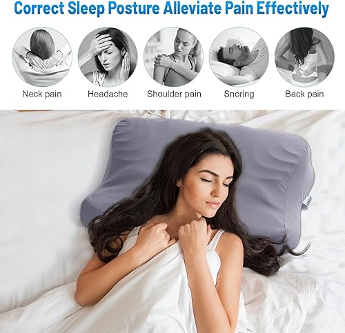 Miniatura 6 de Almohada cervical para aliviar el dolor de cuello, almohada ortopédica de espuma viscoelástica para cama, almohada ortopédica ajustable para dormir,