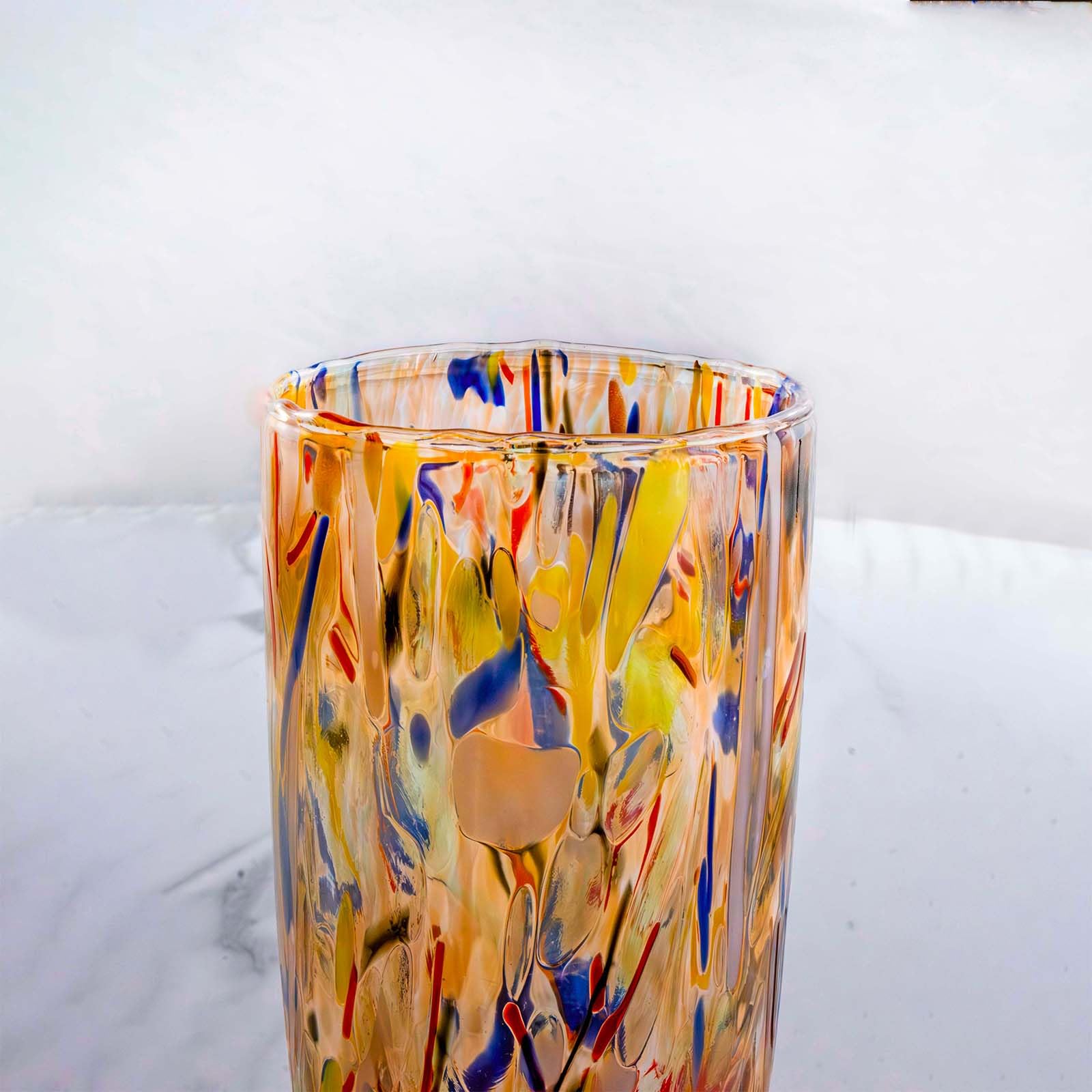 MurArt Vase en verre de Murano DECORO MG de 1000 ml Alt 24 cm en verre soufflé, fabriqué à la main artisanal fabriqué en Italie B1
