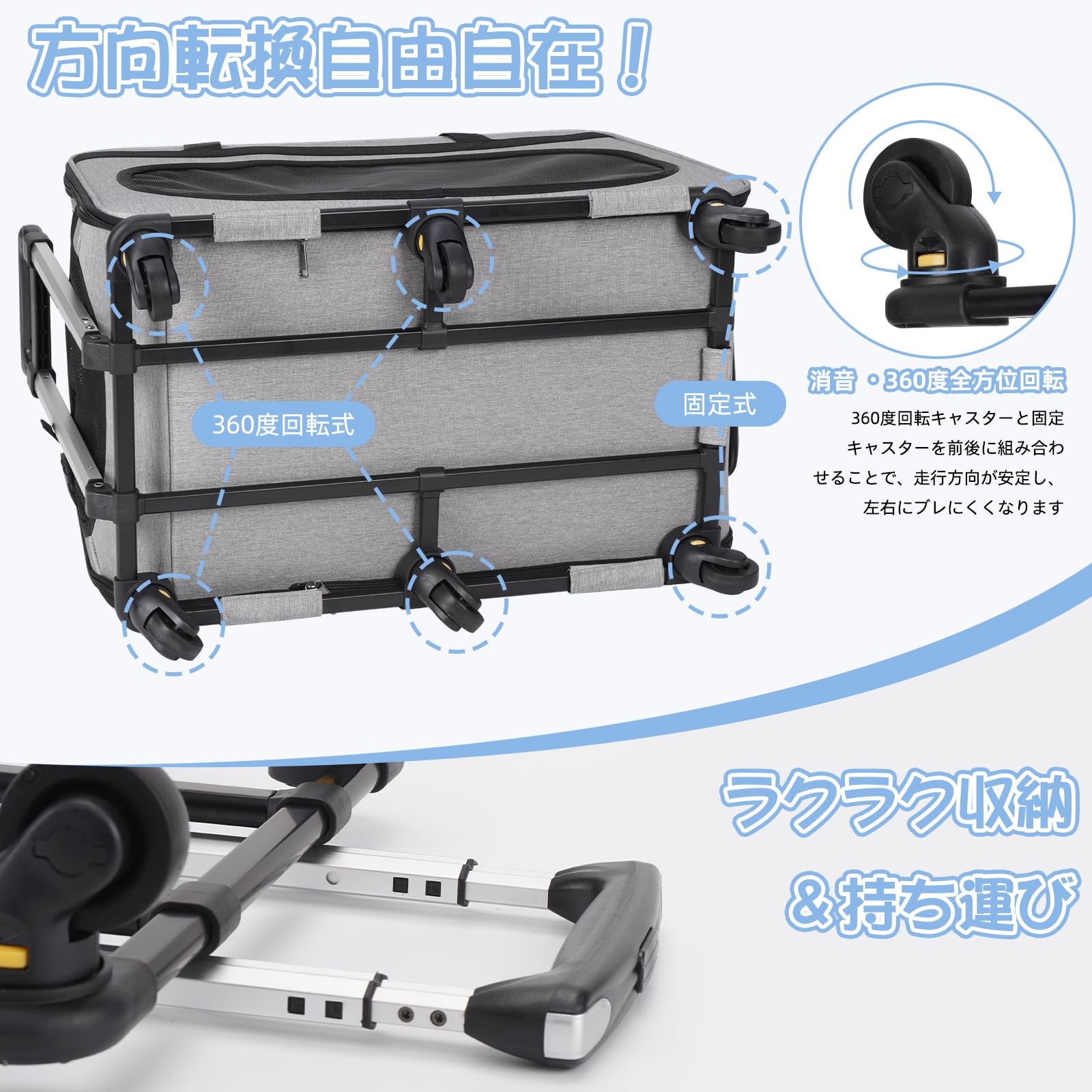 Amazon.co.jp: HOVONO 特大 猫 キャリー キャスター付き 小型 犬