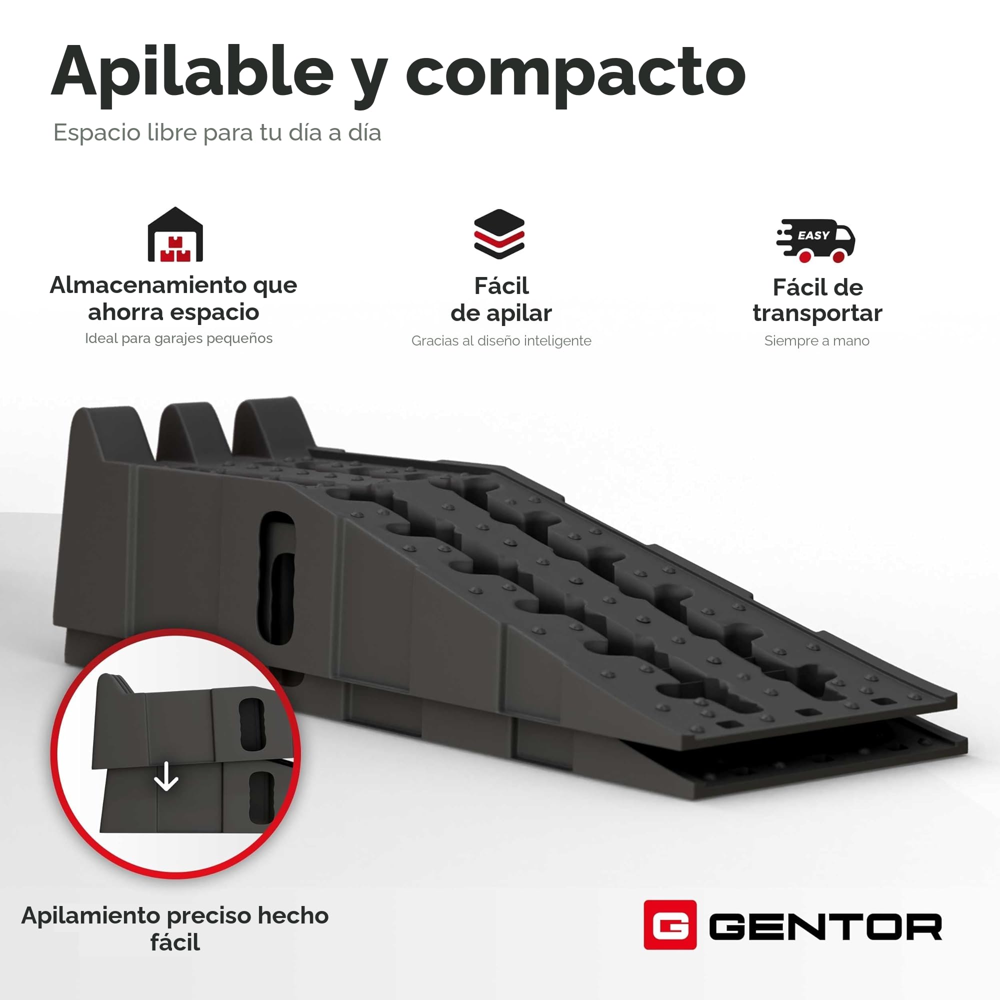 Set de 2 rampas de elevación para coches, autos y remolques – Rampa para vehículos de hasta 5 toneladas – Ayuda para elevar vehículos para autocaravana, garaje y taller – Altamente resistente como