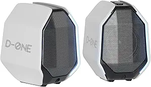 Computer Speakers for Desktop PC, Gaming PC Speakers for Desktop – USB-C, Bluetooth 5.3, 3.5mm AUX, AC Powered External Audio with Rich Stereo bass, Laptop/Mac, RGB Lights, White, 30W