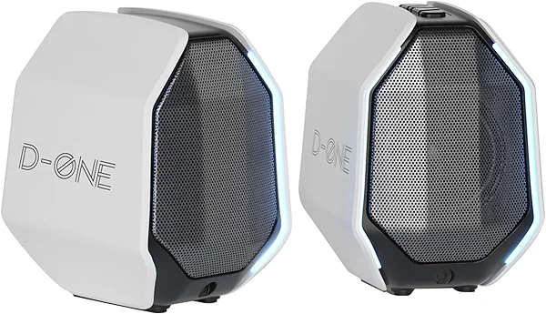 IBALL·BOX D-ONE 30W PC Gaming Computer Speakers for Laptop, Mac, Desktop Computer, Woofer Speakers, Bluetooth, USB, 3.5mm AUX Inputs, RGB Lights, Multimedia Speakers, White