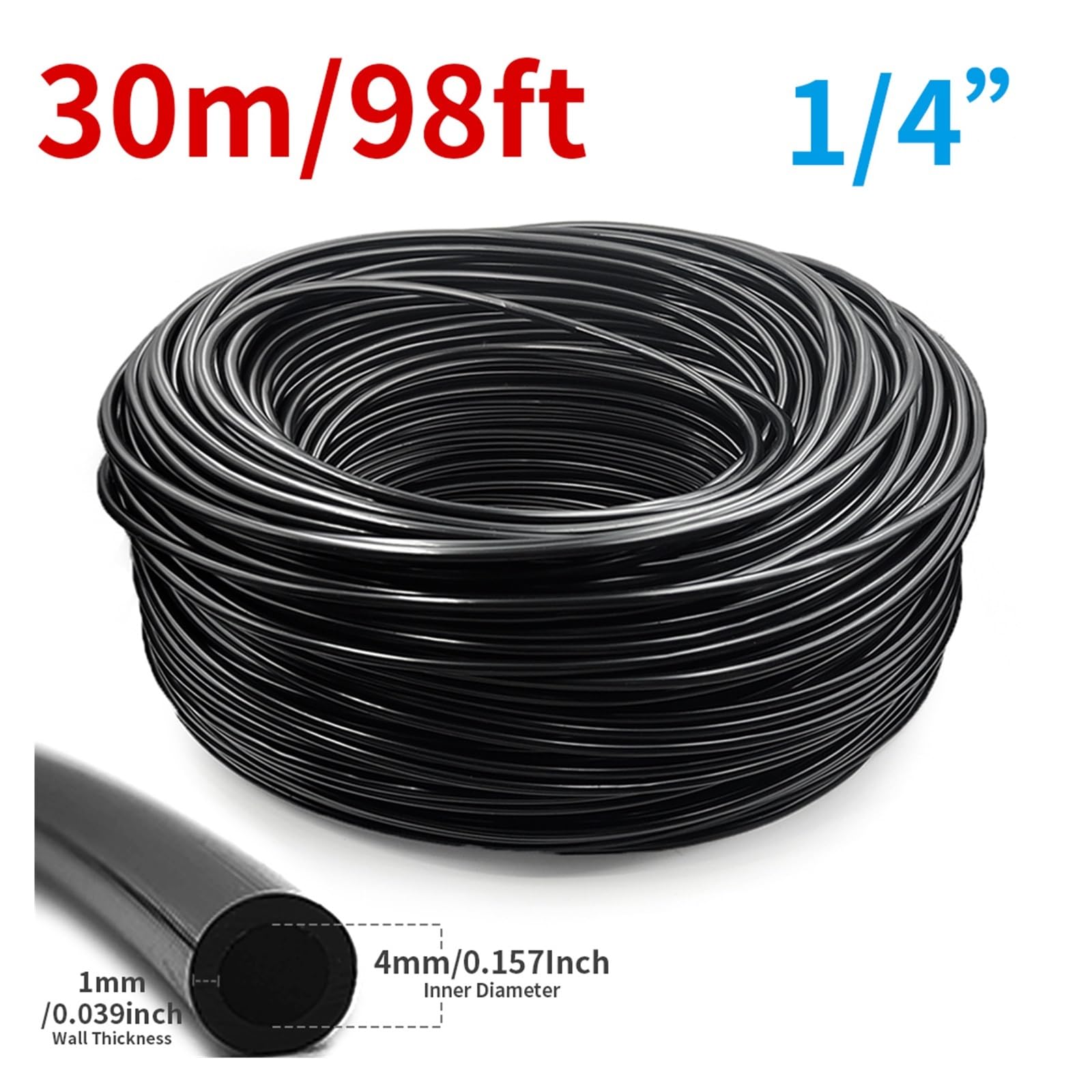 Tuyau d'arrosage réglable en PVC de 4/7 mm, longueur arbitraire de 10 m/20 m/30 m.(25M)