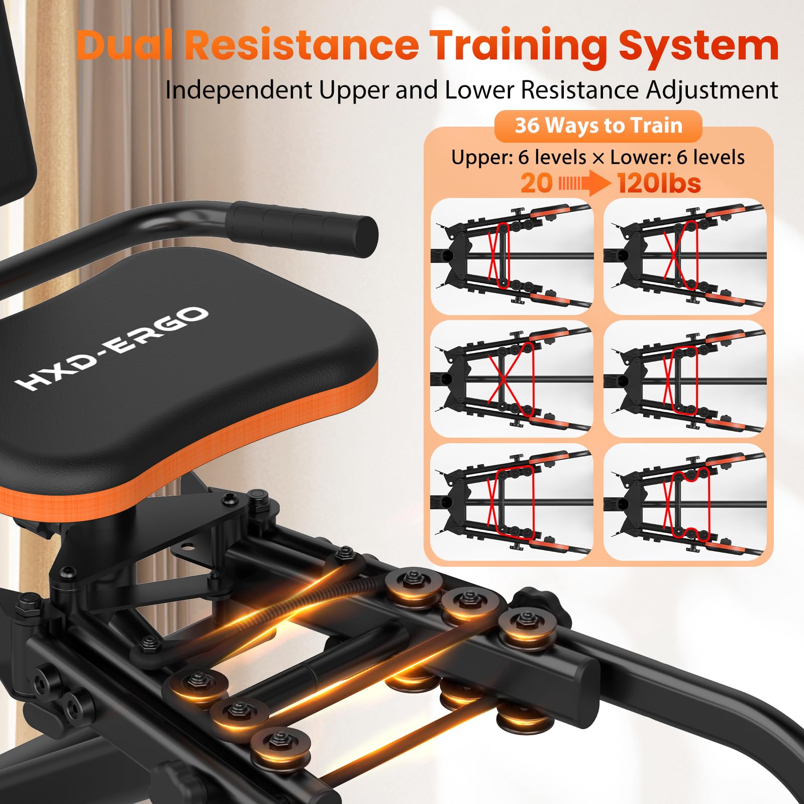 HXD-ERGO Macchina per addominali/adduzione per palestra domestica, macchina per glutei a 6 livelli e attrezzatura per l'allenamento delle cosce, costruzione di bottini con imbottitura in peluche
