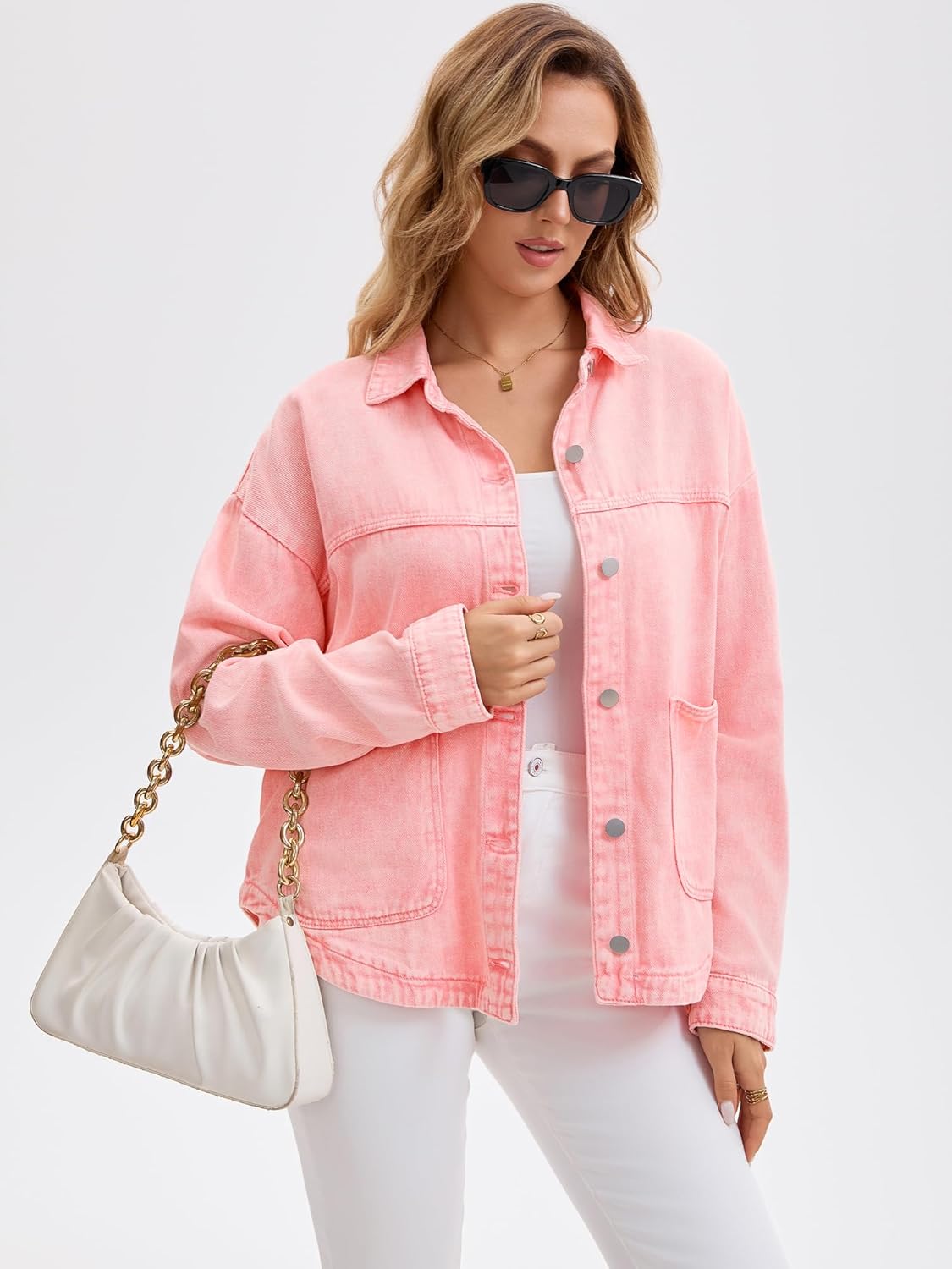 Women's Jean Jacket Casual Long Sleeve Button Down Pockets Western Denim Jackets - Image 3