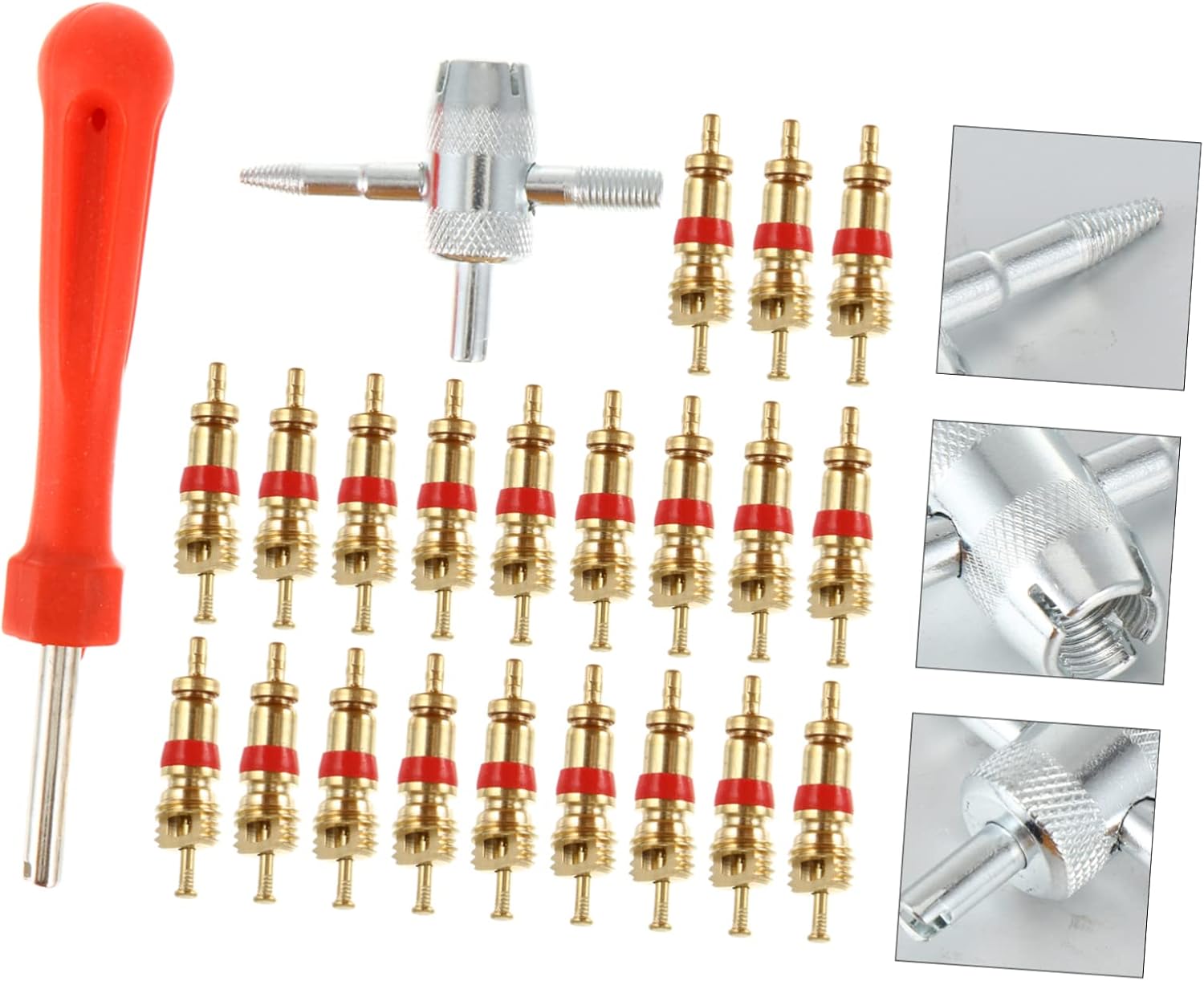 Gatuida 1 Set Valve Removal Tool Core Tire Repair Tool Wrench Tyre Repair Tool Spanner Car Repair Tool 4-Way Tool Air Conditioning Spool Car Accessories, 9.5X1.5cm
