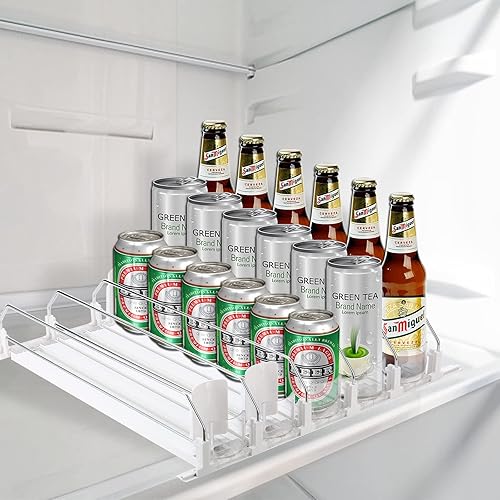 Miniatura 8 de ONCHSH Organizador de bebidas para refrigerador, organizador de bebidas para refrigerador, latas de cerveza pop para almacenamiento de botellas de