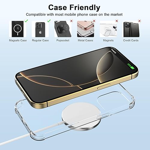 Miniatura 7 de Cargador inalámbrico magnético para iPhone 16, 15, 14, paquete de 2 cargadores rápidos de Apple de 6 pies de largo y 15 W con bloque de carga rápida