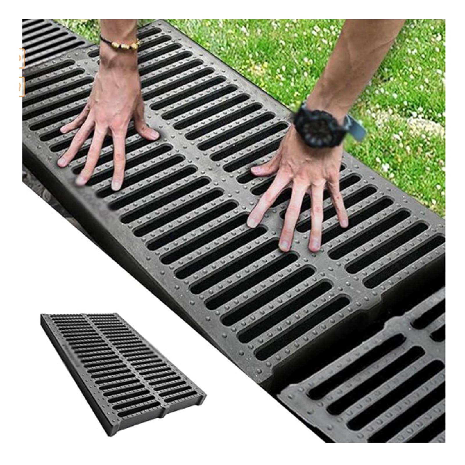 Genérico Rejilla de plástico polimérico de 50 x 35 cm para desagües Exteriores, antiobstrucción, extraíble y fácil de Limpiar, Ideal para Canales y Marcos de desagüe. Sistema de Drenaje Duradero y EF