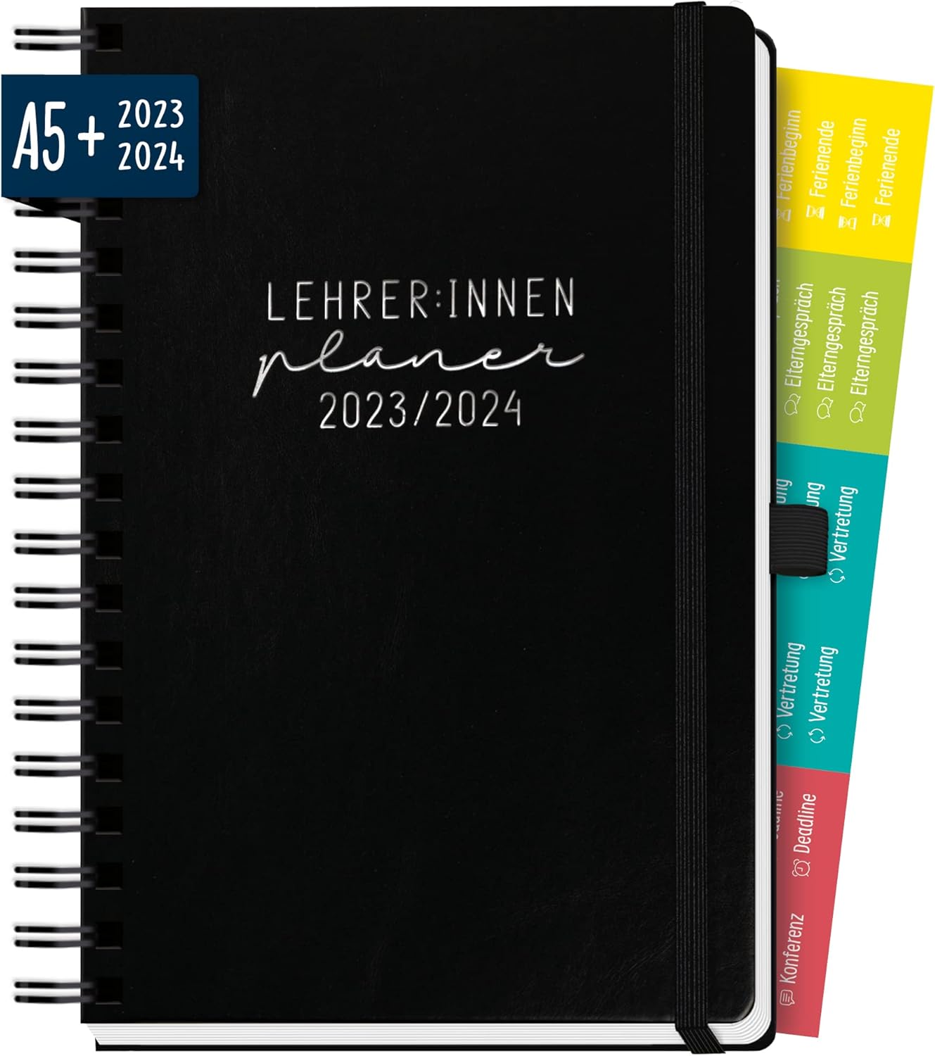 Häfft Lehrer-Planer Deluxe 2023/2024 A5  [Schwarz] Lehrerkalender mit ...