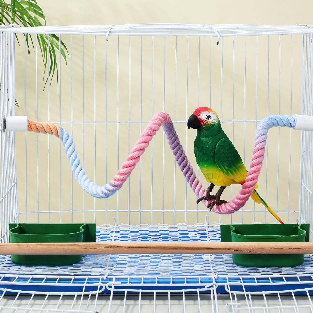 Garneck 3 Pcs Gradient Rope Perches Stand for Bird Cages Parrot Swing Climbing Rope Parakeet Cage Accessories Bungee Items for Cockatiels (2 Short+1 Long)