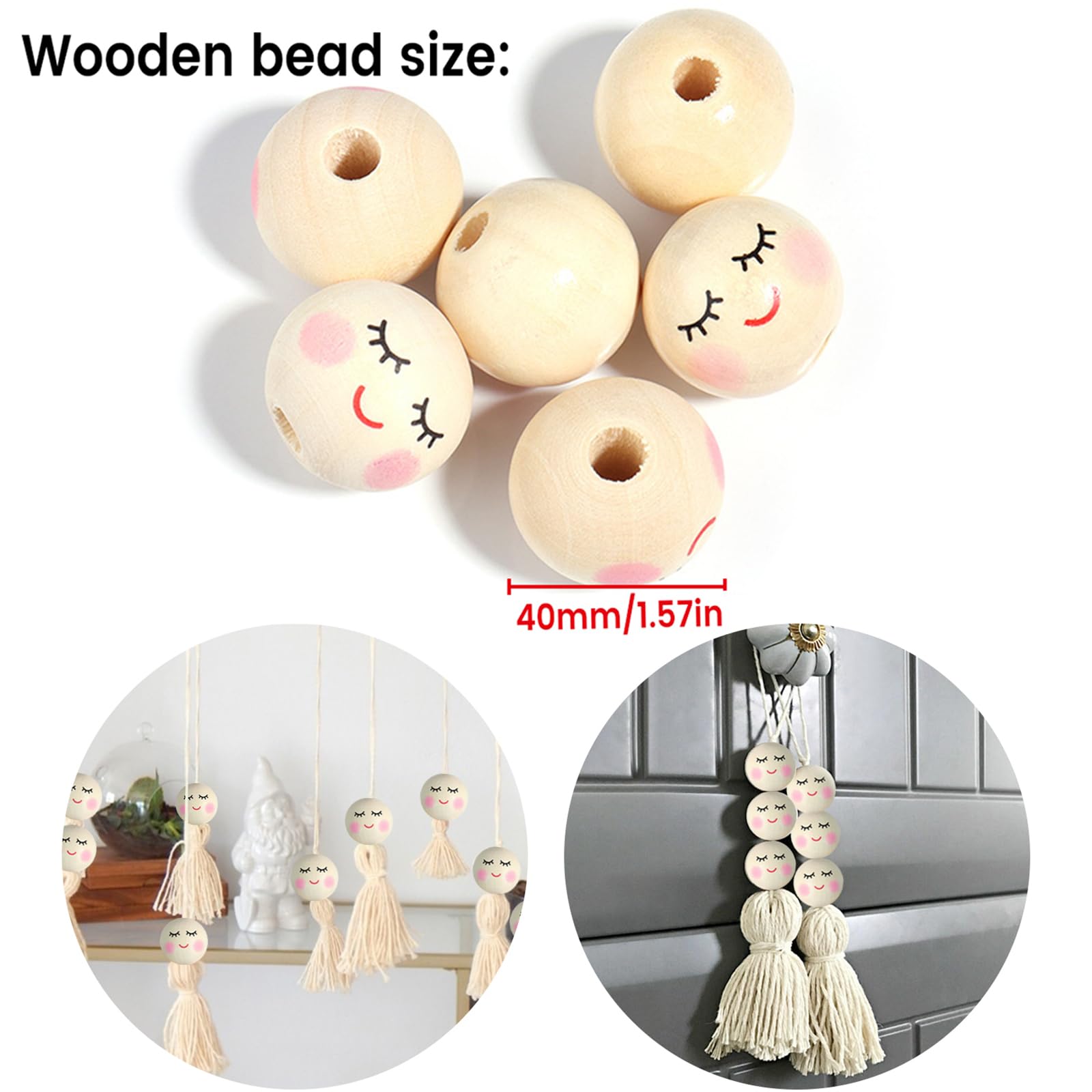 Lot De 100 Perles En Bois Naturel De 14 Mm Pour Macramé, Boules En Bois