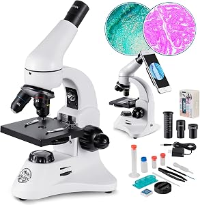 100X-2000X Microscopes for Kids Students Adults Beginners Powerful Biological Microscopes for School Lab Home Education,with Microscope Slides Set, Phone Adapter Plug-in