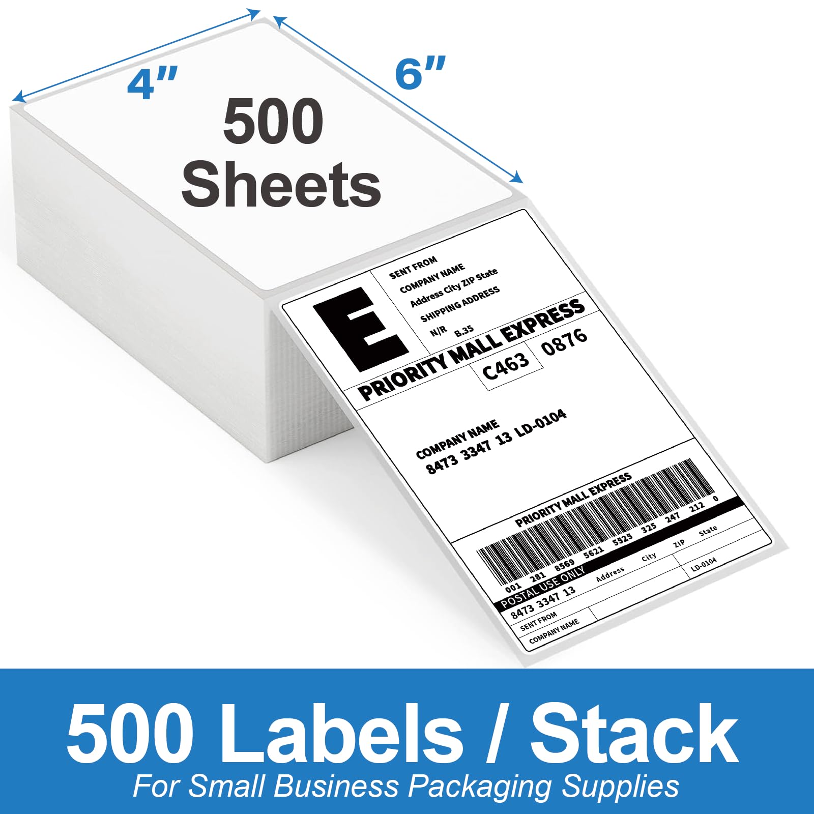 HUOJI Lot de 1000 étiquettes d'expédition thermiques sans BPA pour USPS, UPS, FedEx et Amazon FBA | Imperméables, résistantes aux déchirures et adhésif instantané
