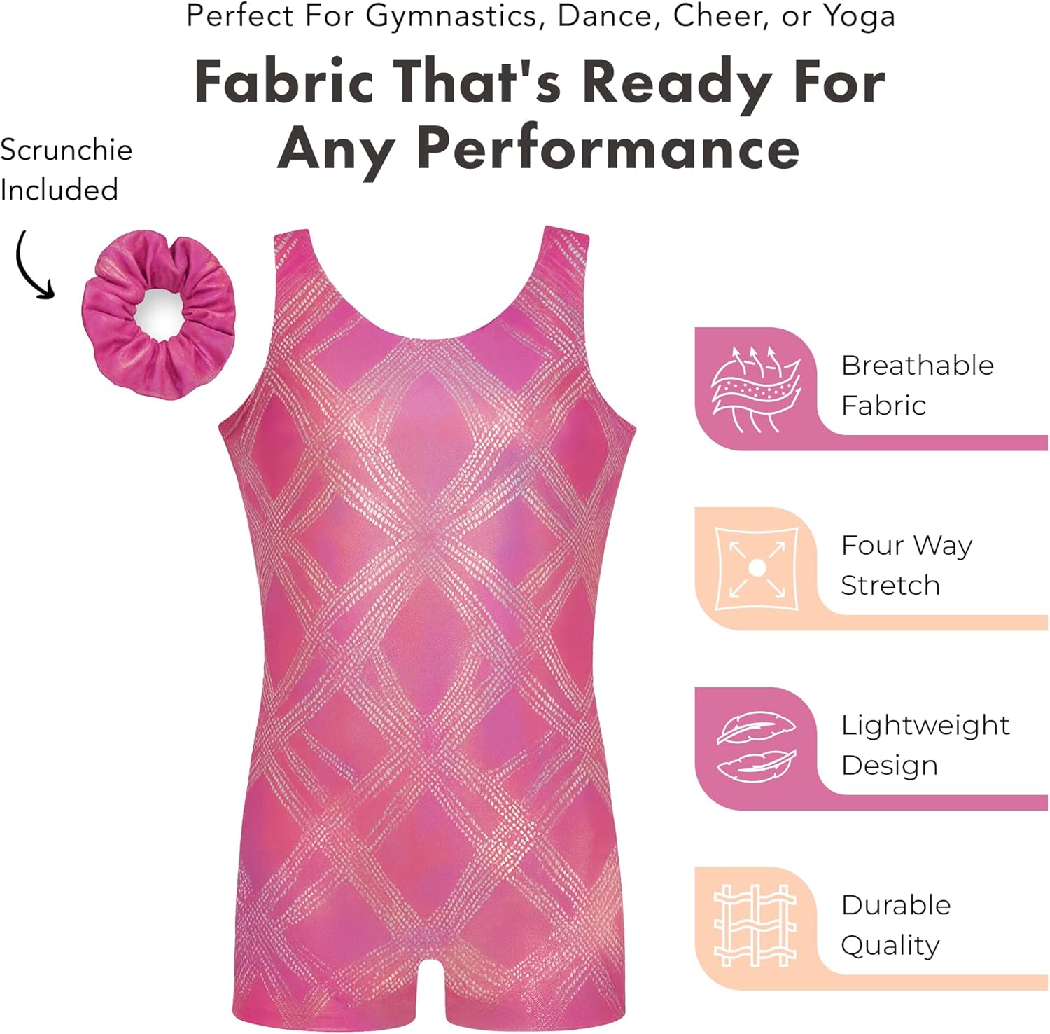 Destira Pinky Promise Gymnastics Unitard for Girls, Dazzling Pink Gradient Shine Hologram Biketard, GIRLS/CHILD Sizes - Image 3