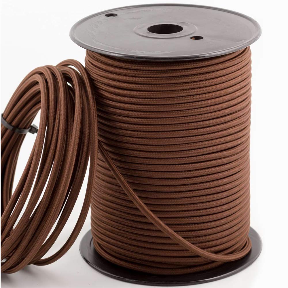 5Meters 3 Core Round Vintage Fabric Braided 0.75mm Flex Flexible Cable Electrical Wire for DIY Lamps Industrial Pendant Lights Lighting Appliances (Brown) - Image 2