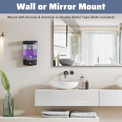 Miniatura 4 de Paquete de 4 dispensadores automáticos de jabón para montaje en pared, dispensador de jabón líquido sin contacto, funciona con pilas, dispensador