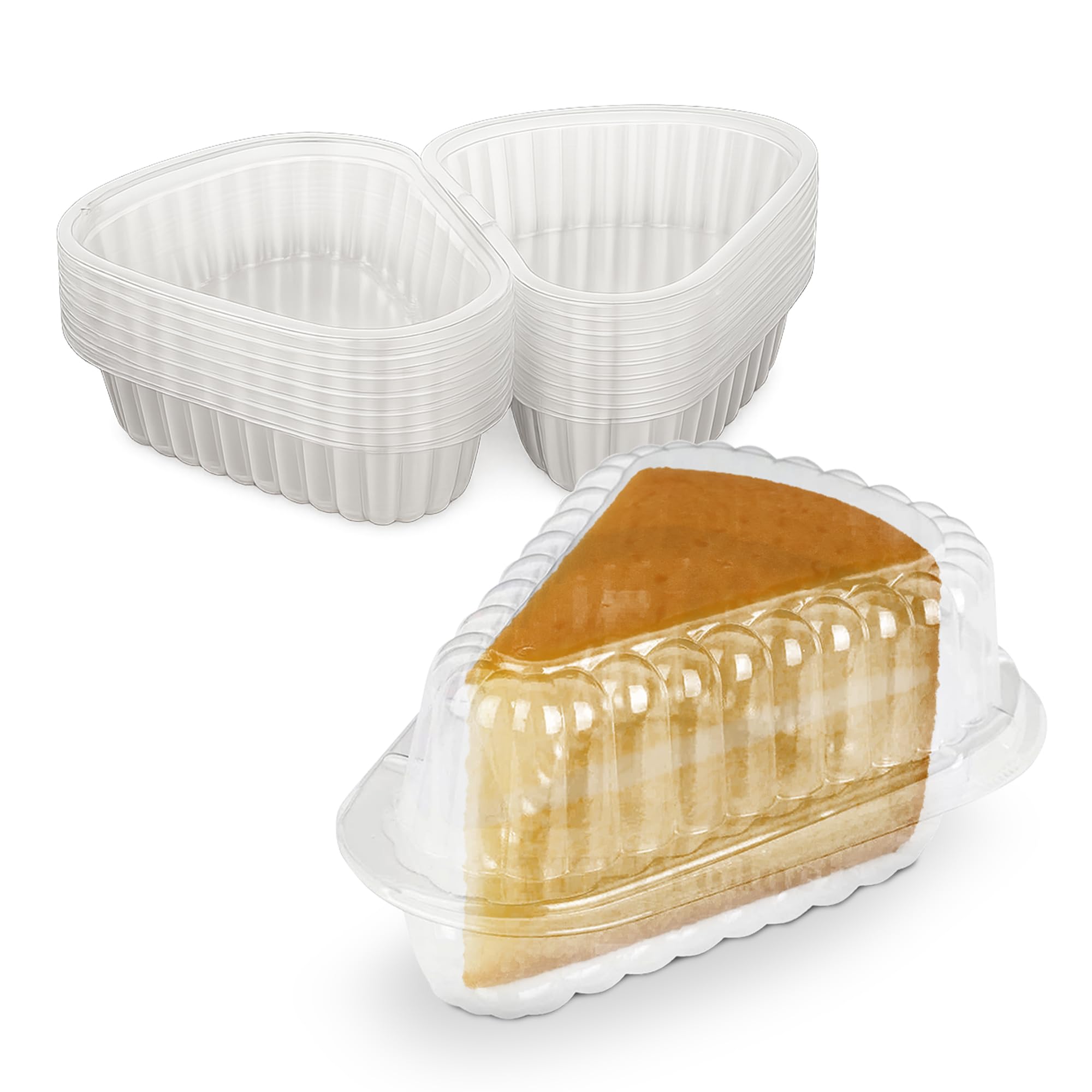 MT Products Clear Cake Slice Container 4.2" x 3" x 2.35" - Small Plastic Triangular Containers with Hinged Lid (Pack of 20) - Made in the USA