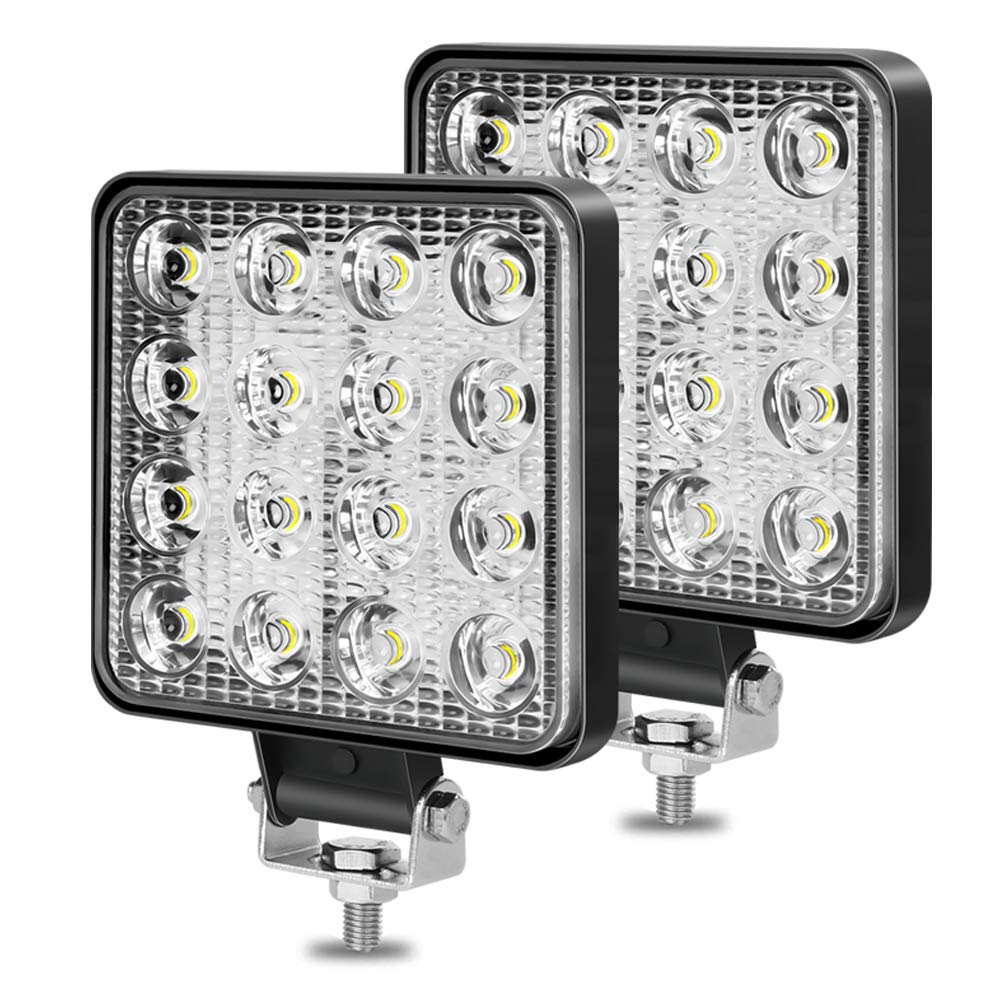 TALMYT 48W 広角 LEDワークライト 作業灯 2個セット 投光タイプ 6500K IP67防水・防塵・耐衝撃・長寿命 超薄型 16連10-30VDC対応 12V/24V兼用（2年保証）