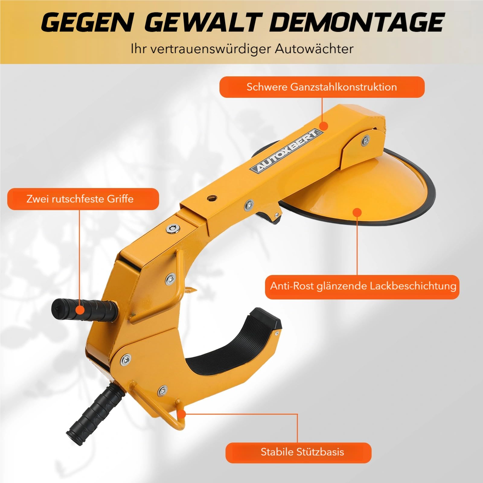 Radkralle Anti-Diebstahl mit 30cm Saugnapf Universelle Parkkralle für Auto, LKW, SUV & Wohnmobile