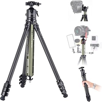 AOKA Carbon Fiber Tripod for DSLR and Mirrorless Camera Photography. 360 Degree BallHead, Arca Swiss Quick-Release Plate,Weighs Only 2.15 lbs, Height 53.9 Inch TS194C-DH3653.9" / Load 9Kg/19.8lbs