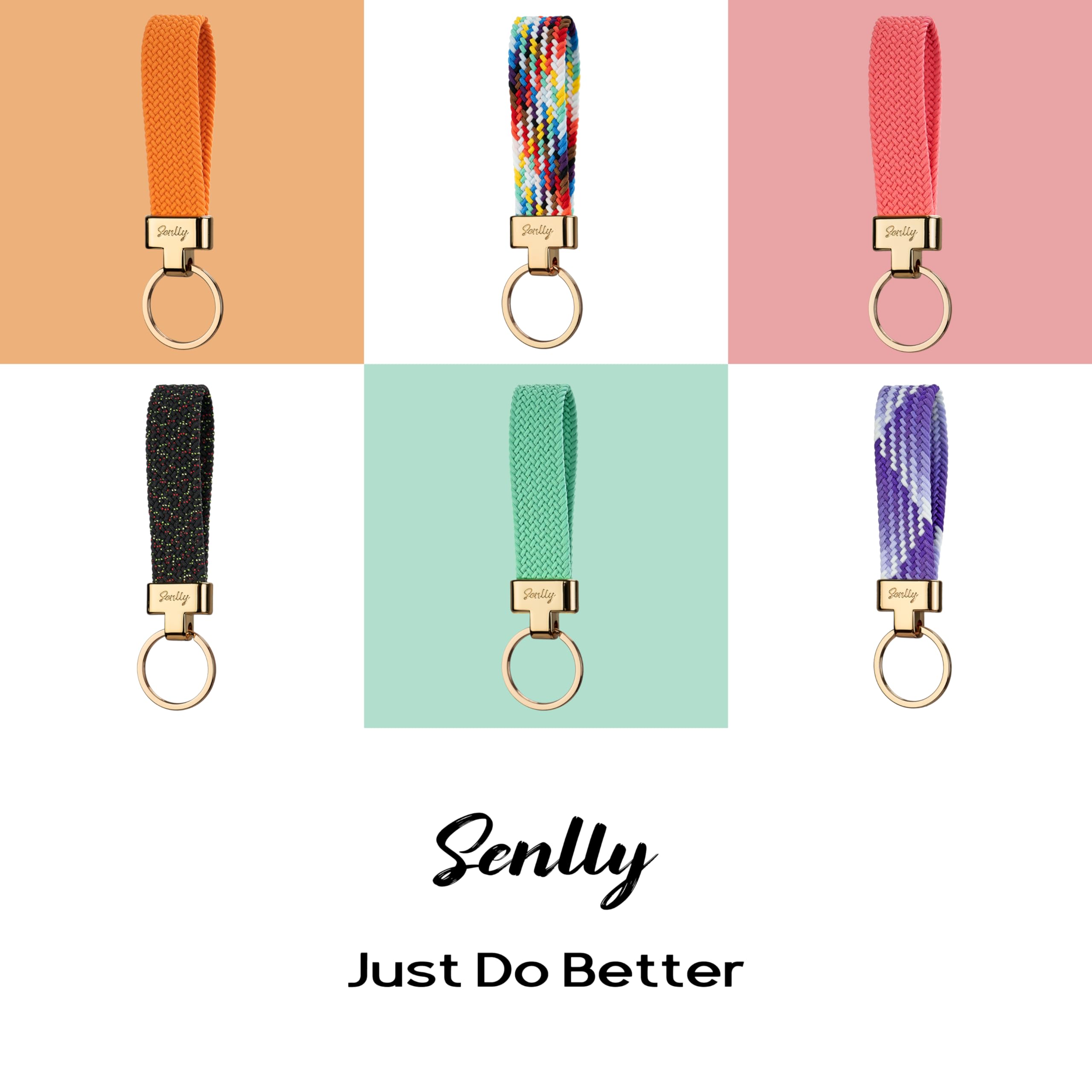 SENLLY Car Keychain, Stretchy Key Holder, Original Elastic Anti-Drop Design Finger Lanyard Strap — view 6