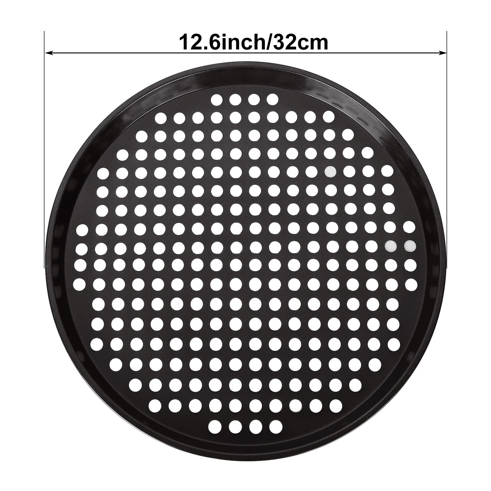 MIVIDE Paquete de 6 bandejas perforadas para pizza de 32 cm, bandeja antiadherente de acero al carbono, bandejas para hornear para horno, lata para hornear