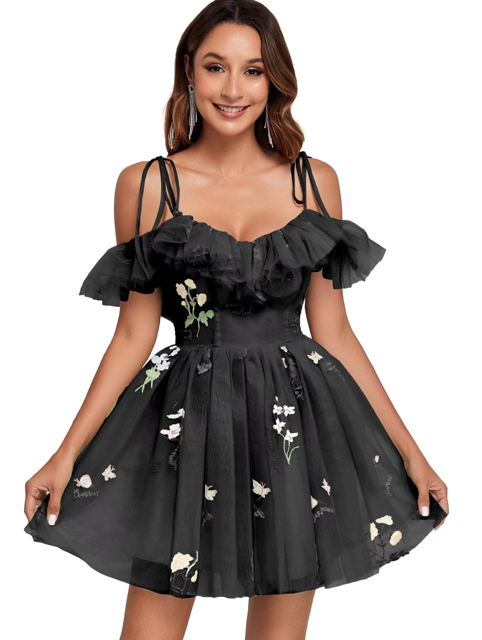 Vestido De Tul Para Mujer Corto, Abombado, Sin Tirantes, Ideal