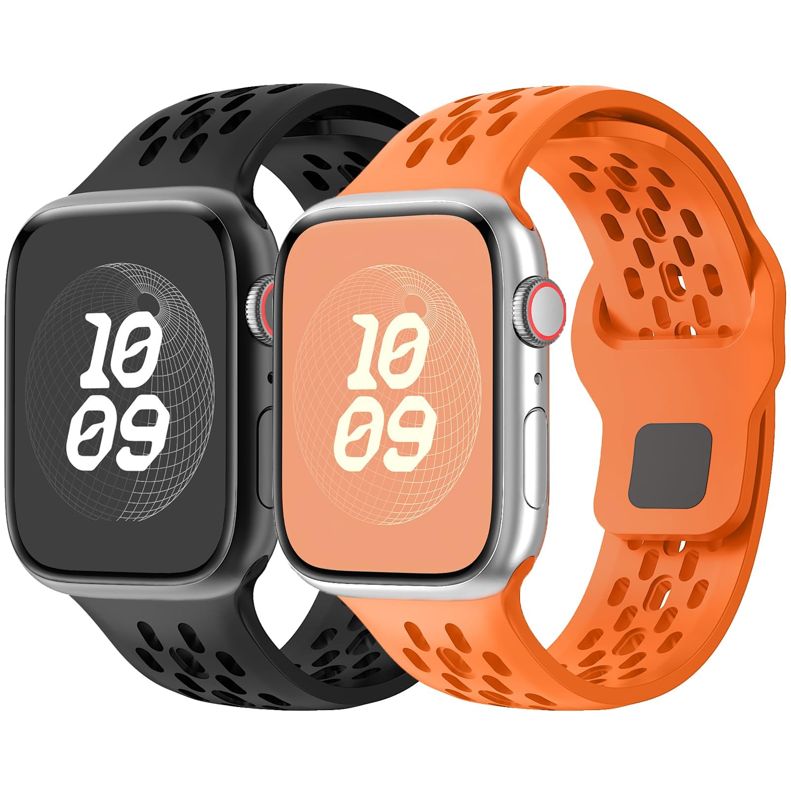 Sport Band for Apple Watch Band 44mm 45mm 46mm Ultra 49mm 40mm 41mm 38mm 42mm for Men Women,Silicone Breathable Replacement Strap for Apple Watch Ultra 2,Nike+,Series 10 9 8 7 6 5 4 3 SE,iWatch Bands