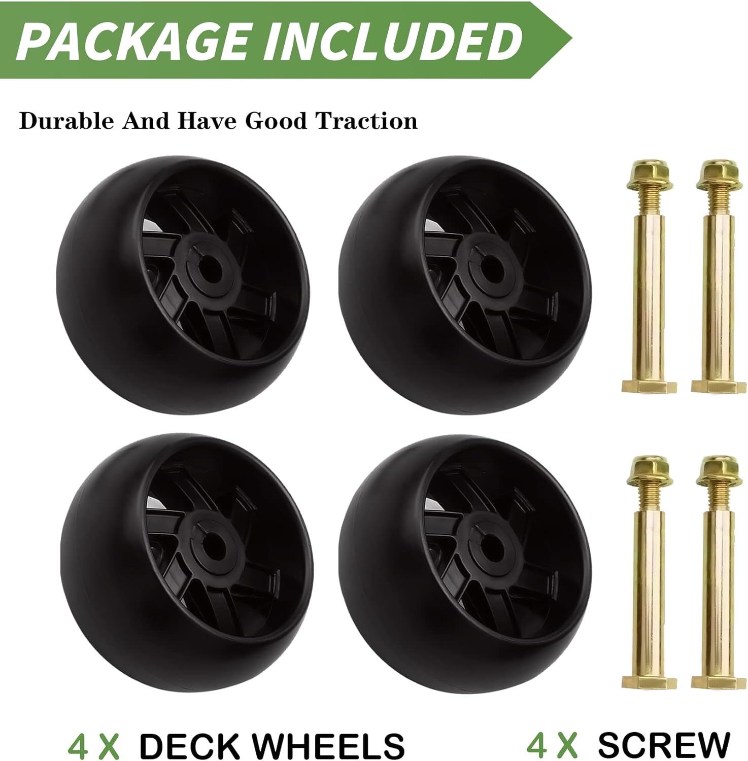 Deck Wheels for Craftsman 133957 Cub Cadet 734-3058B 753-04856A AYP MTD 174873 532133957 Oregon 72-015 Ariens EZR 1542 1742 1842 EZR 2048 Zoom 1640, Hustler Super Z, 4 Pack