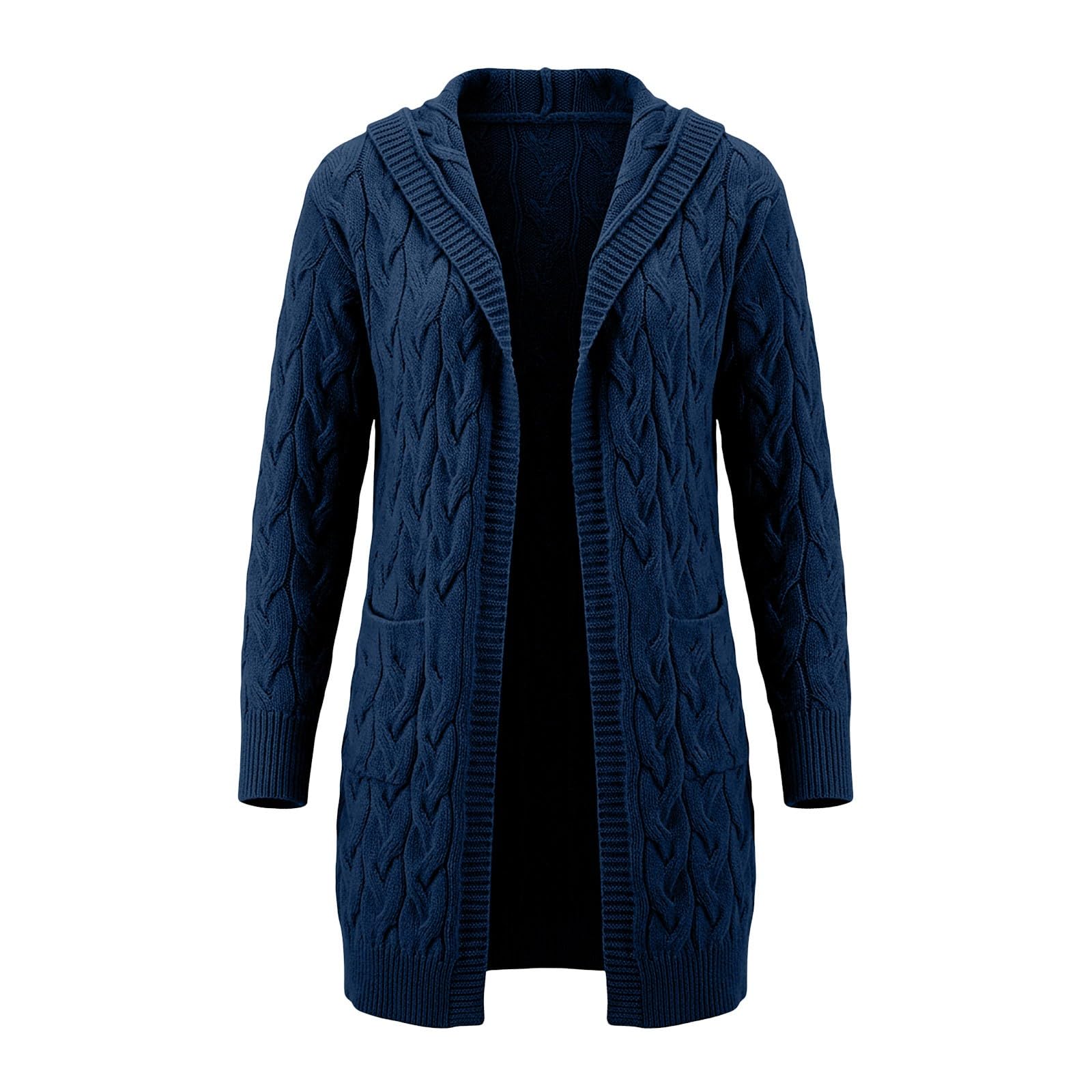 Gilet en Maille pour Femme, Torsades Texturées, Port Ouvert, Coupe Longue