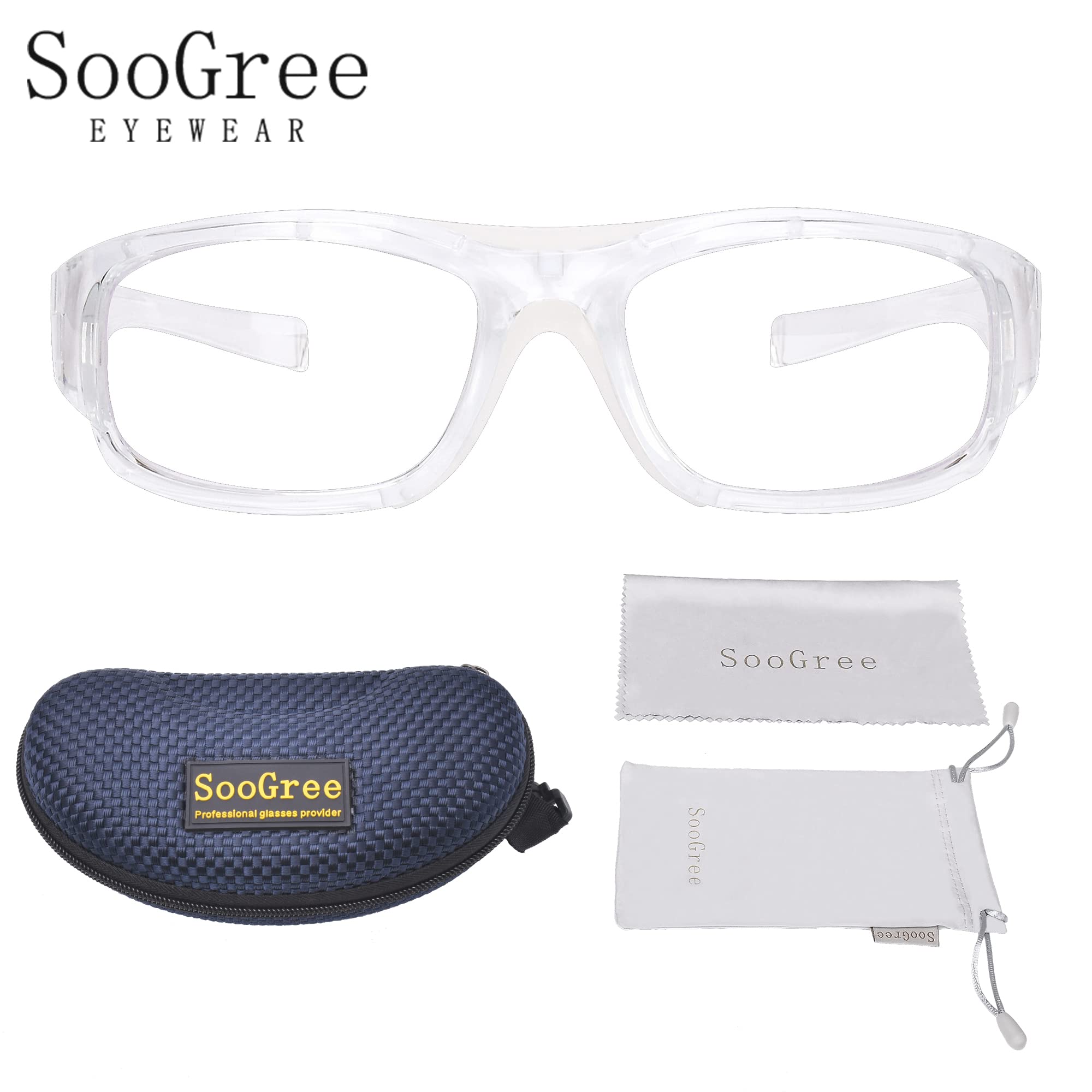 SooGree Occhiali sportivi da squash e racquetball occhiali da basket con cinturino regolabile resistente agli urti