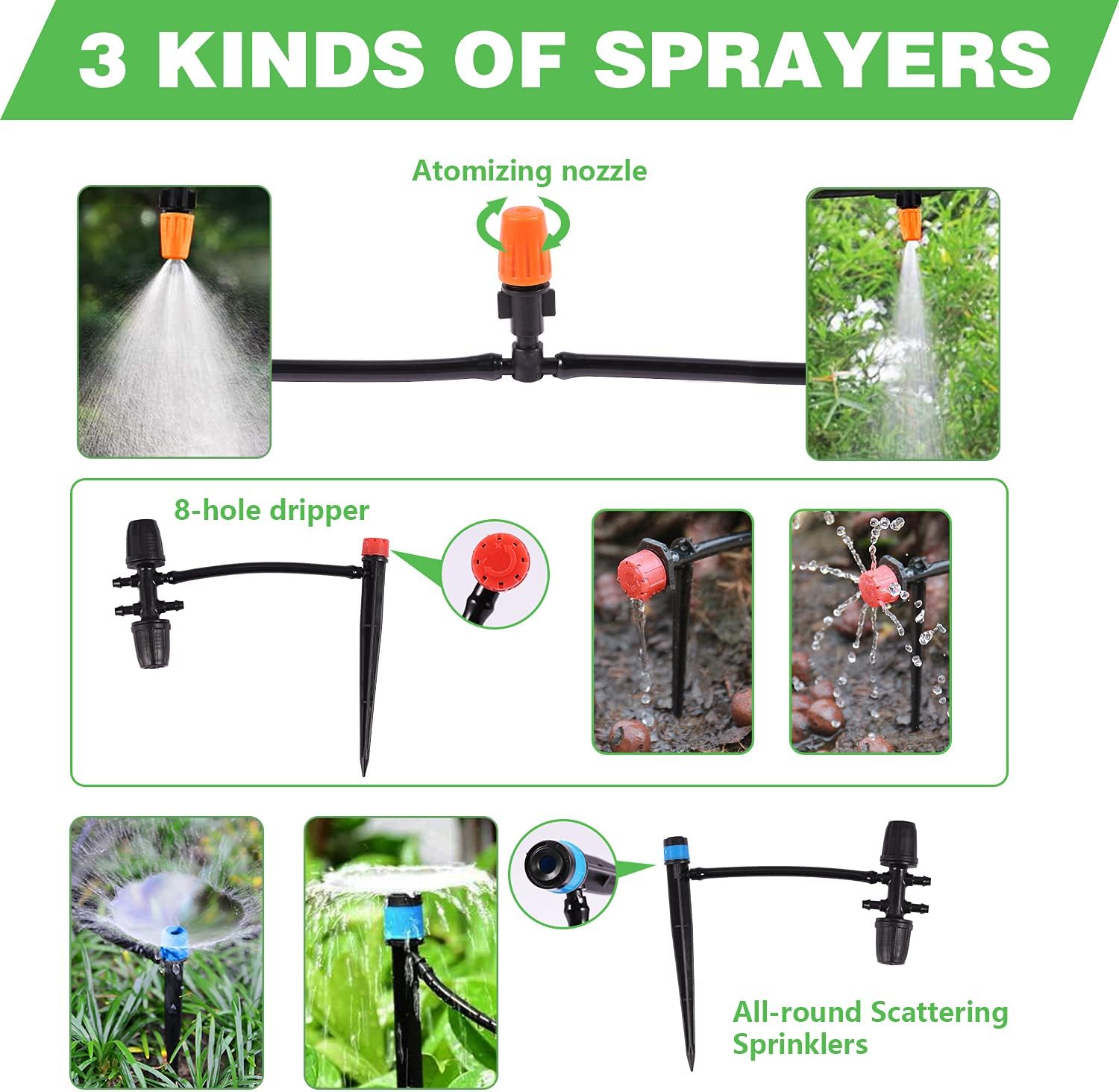 Drip Irrigation Kit, 141FT Garden Irrigation System, Adjustable Automatic Micro Irrigation Kits, Misting Cooling System Saving Water Irrigation System for Greenhouse, Patio, Lawn(40M+3M) : Patio, Lawn & Garden