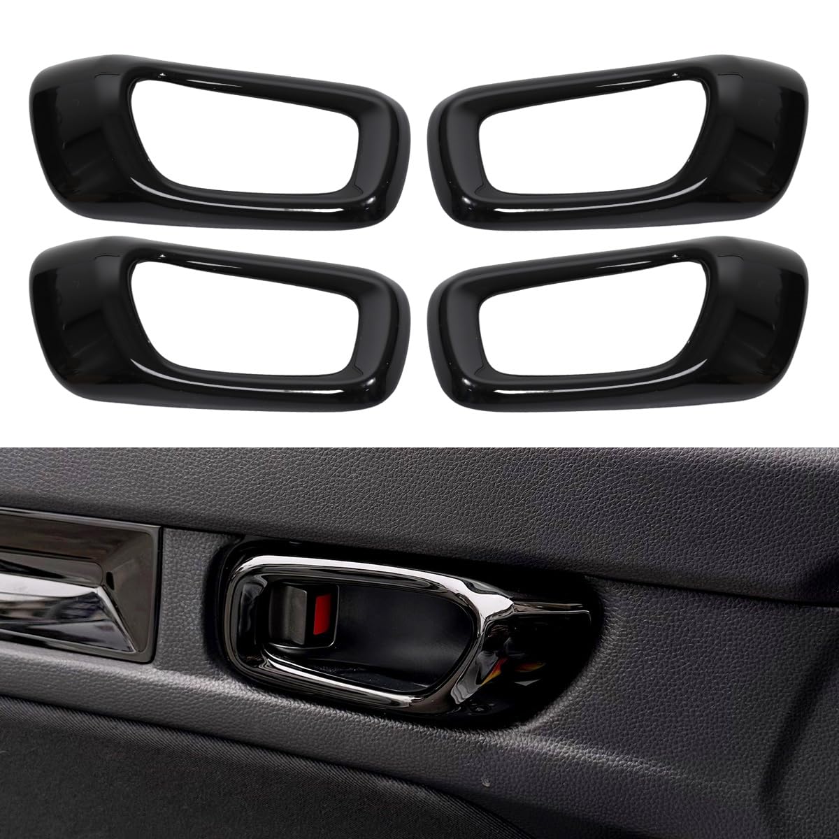 YINGTUU for Honda Civic 11th Gen 2022 2023 2024 2025 Accessories Inner Door Handle Cover Decals ABS Bright Black